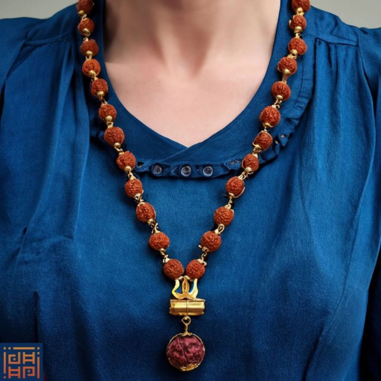 Shiv Trishul Pendant with Rudraksha Chain
